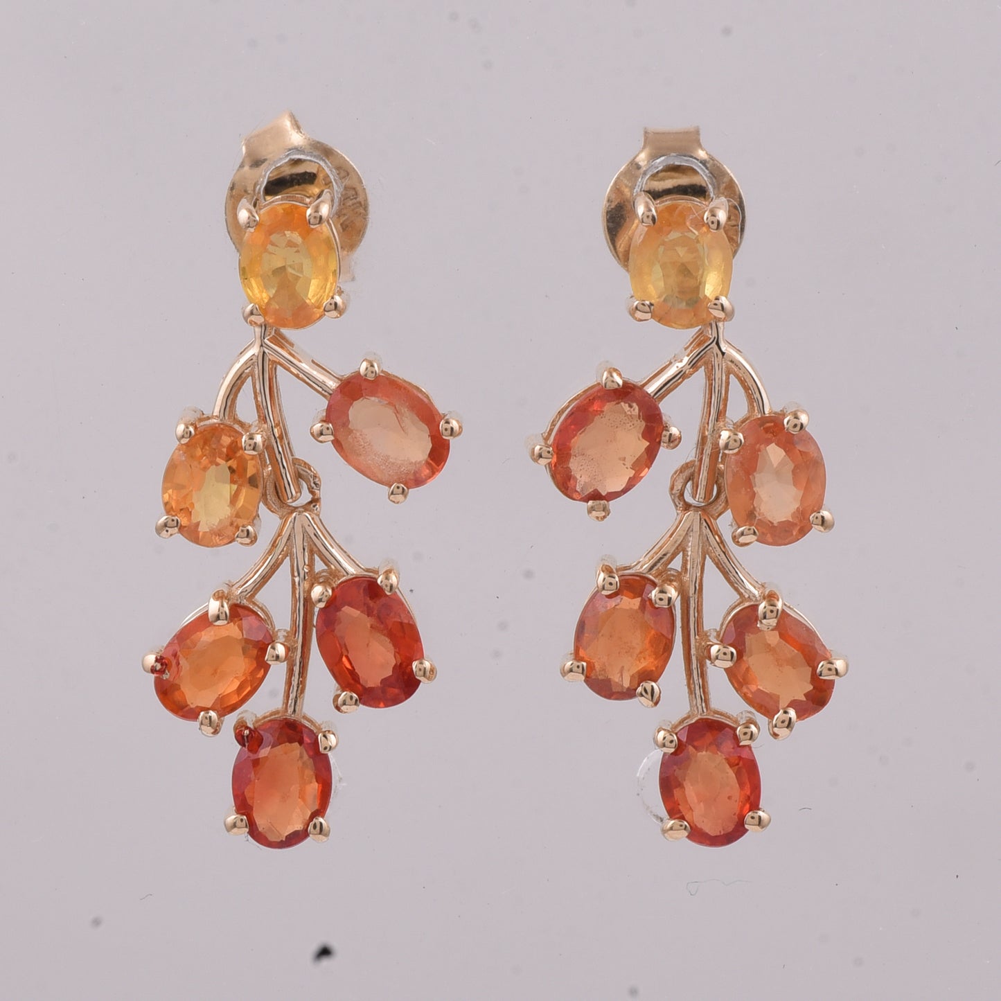 2.47 Ct Oval Natural Multi-Coloured Sapphire 14K Gold Earrings