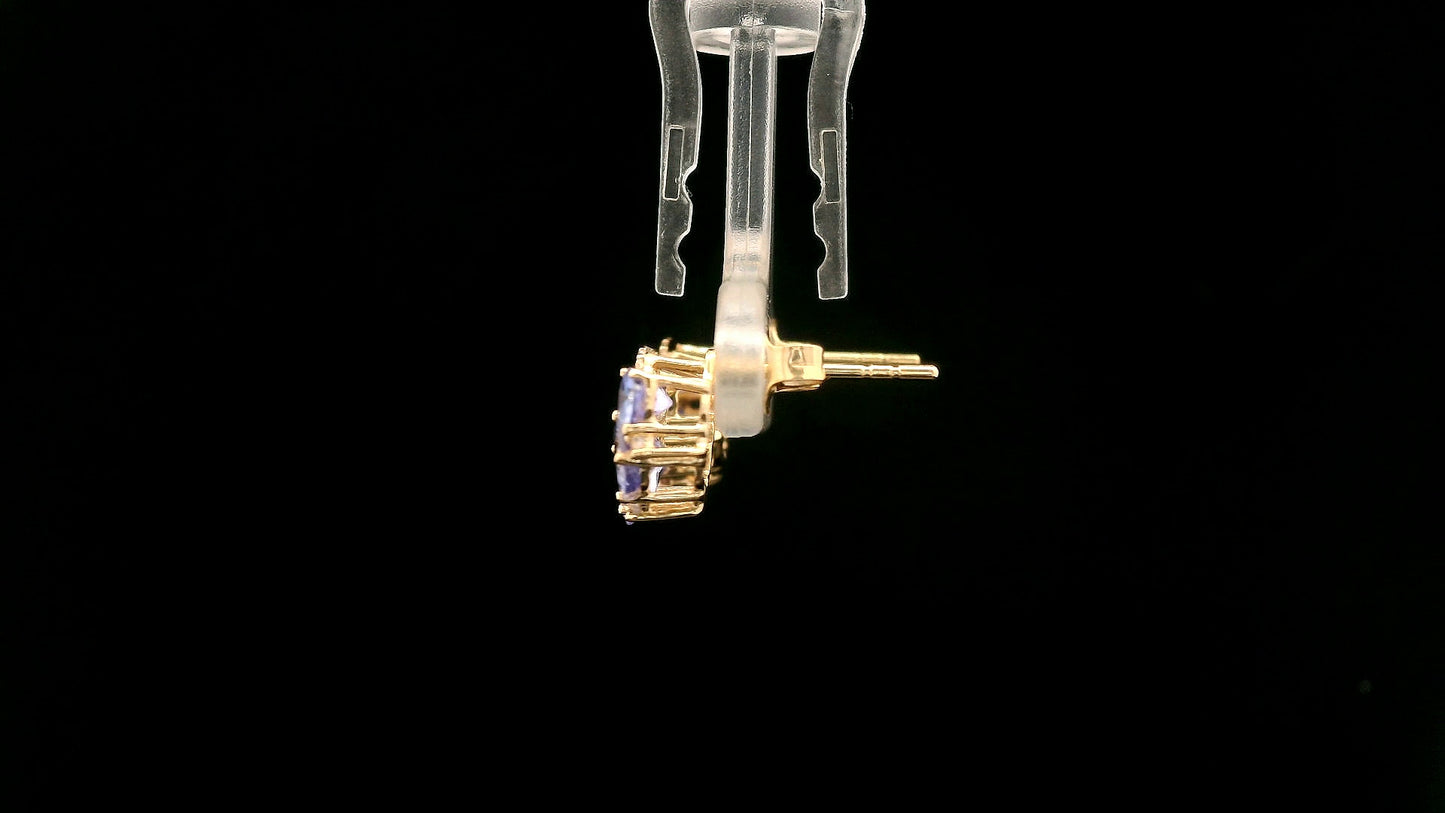 1.97 Ct Oval Tanzanite 14K Gold Earrings