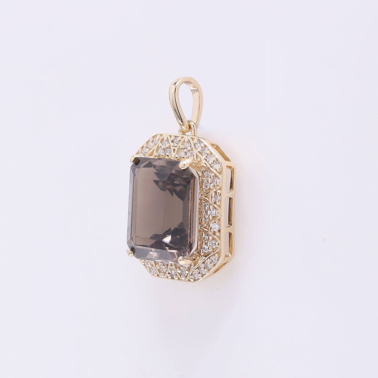 4.64 Ct Octagon Step Cut Natural Tourmaline 14K Gold Pendant