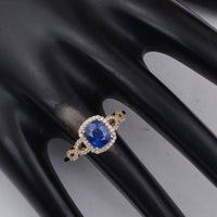 2.13 Ct Cushion Sapphire 9K Gold Ring