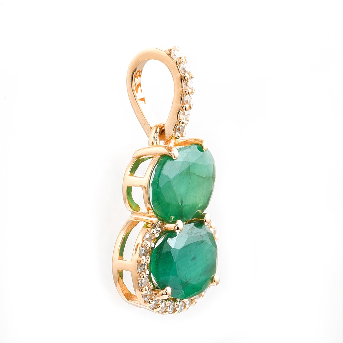 1.32 Ct Oval Mixed Cut Natural Emerald 14K Gold Pendant