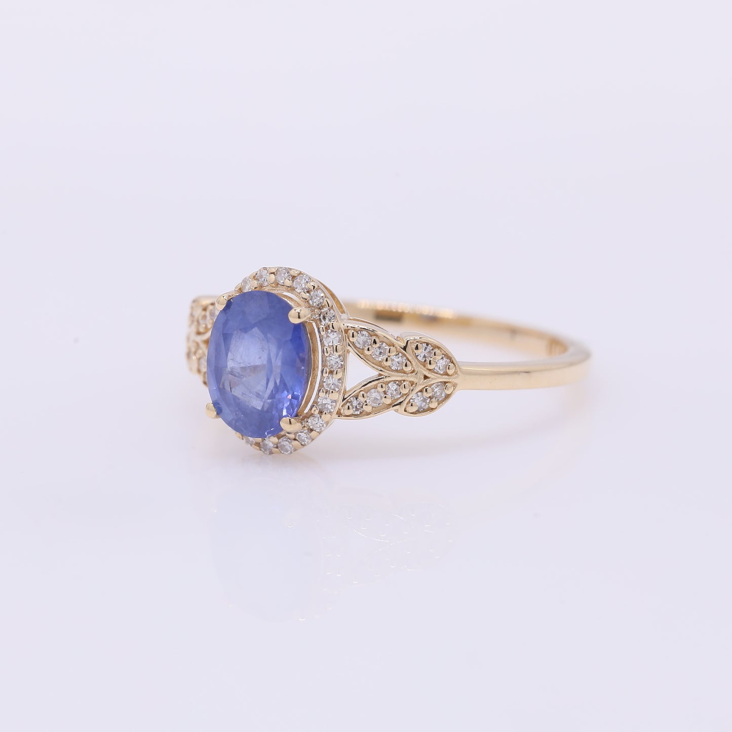 1.28 Ct Oval Mixed Cut Natural Sapphire 14K Gold Ring
