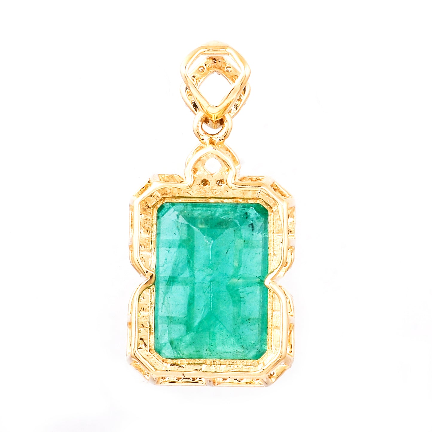 4.49 Ct Octagon Natural Emerald 14K Gold Pendant