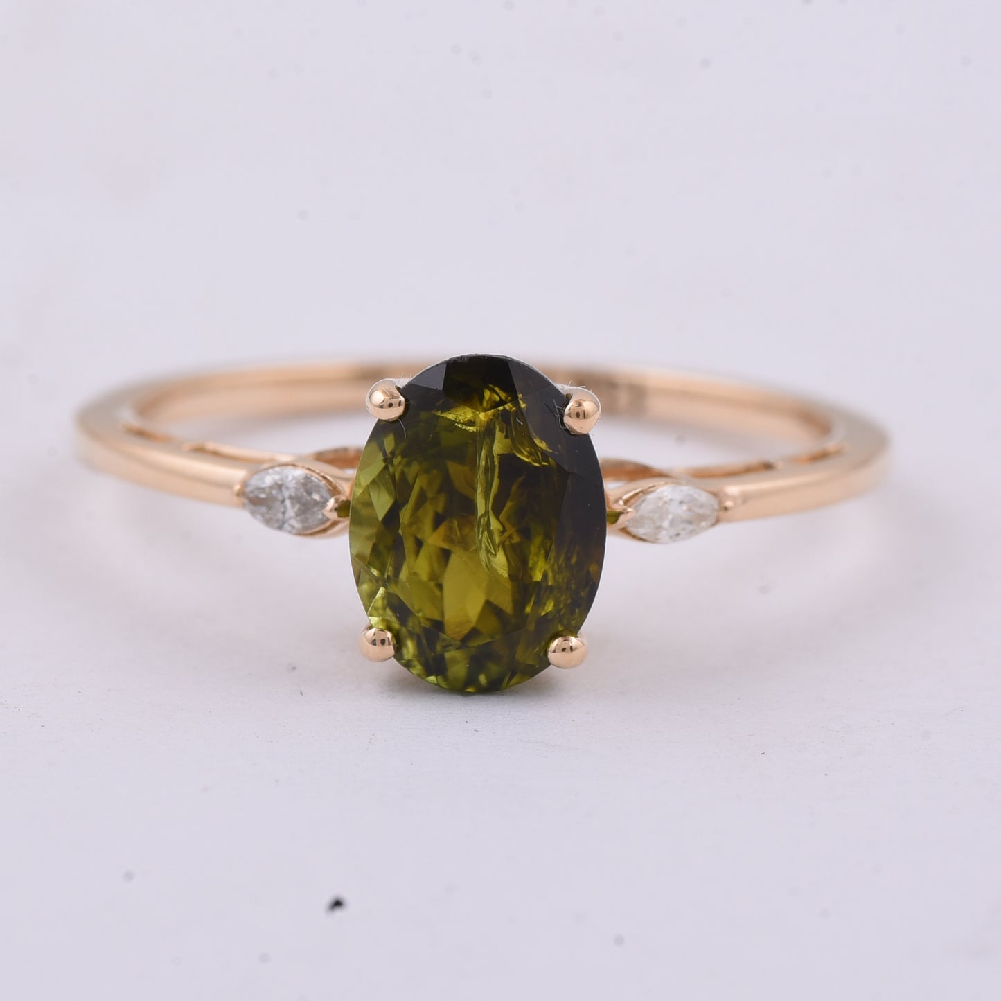 1.59 Ct Oval Natural Tourmaline 14K Gold Ring