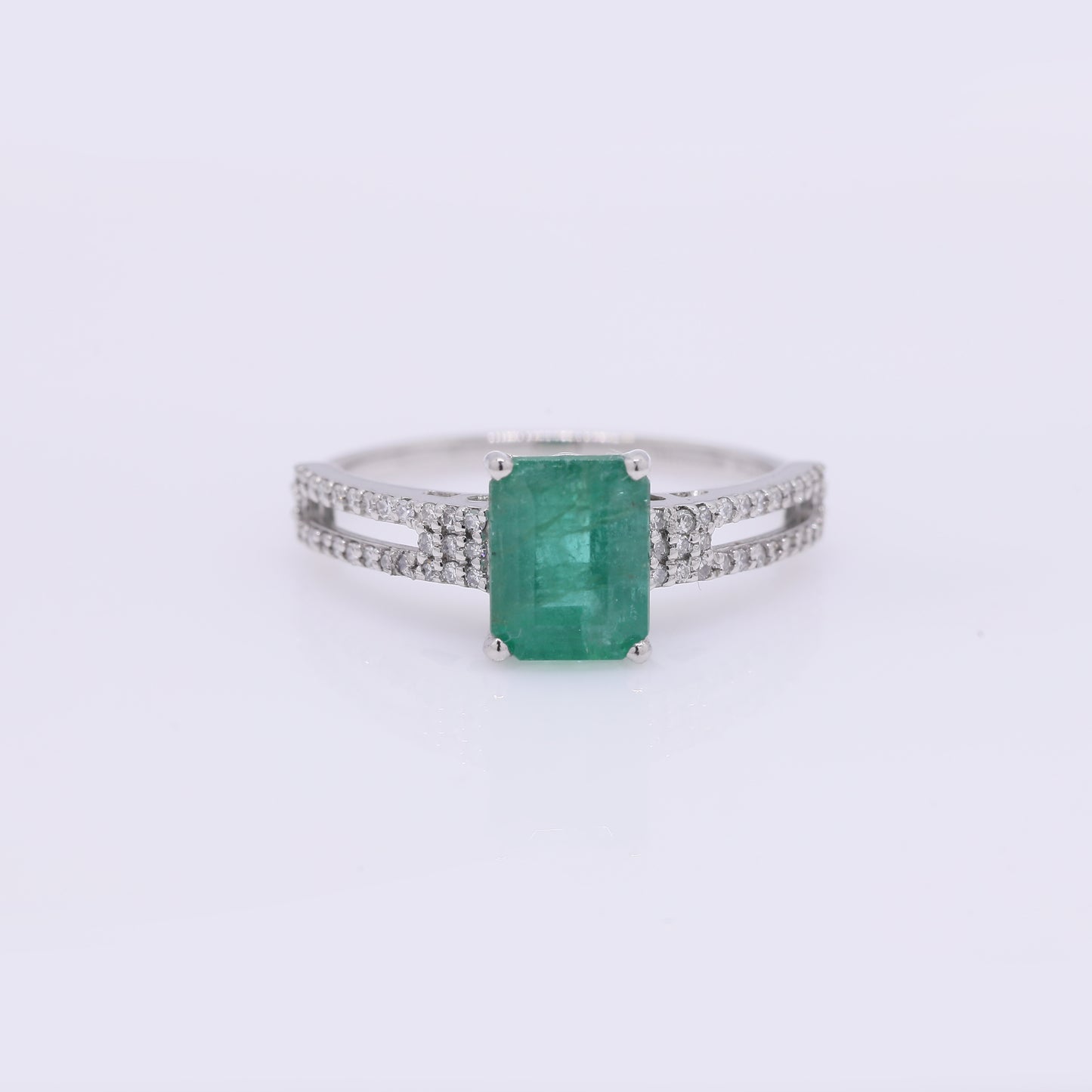 2.02 Ct Octagon Step Cut Natural Emerald 950 Platinum Ring