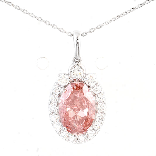 3.54 Carats Pink Lab Grown Diamond 14K Gold Pendant