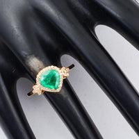 0.93 Ct Pear Mixed Cut Natural Emerald 14K Gold Ring