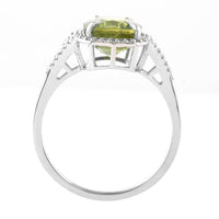 3.58 Ct Cushion Mixed Cut Natural Green Sapphire 950 Platinum Ring