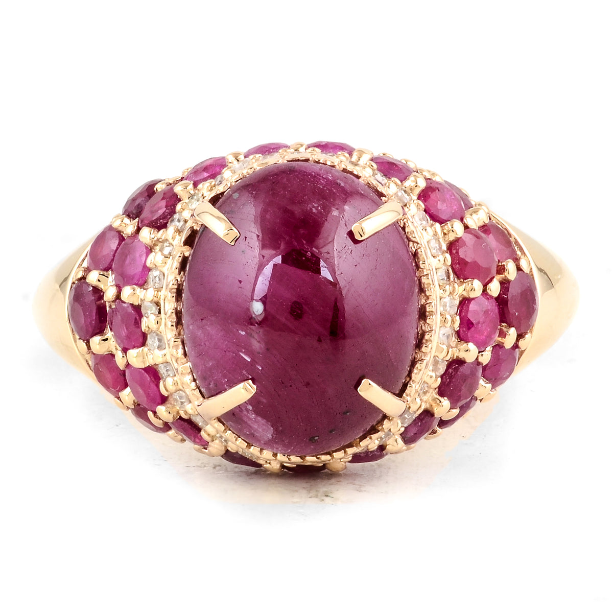 6.83 Ct Oval Cabochon Ruby 14K Gold Ring
