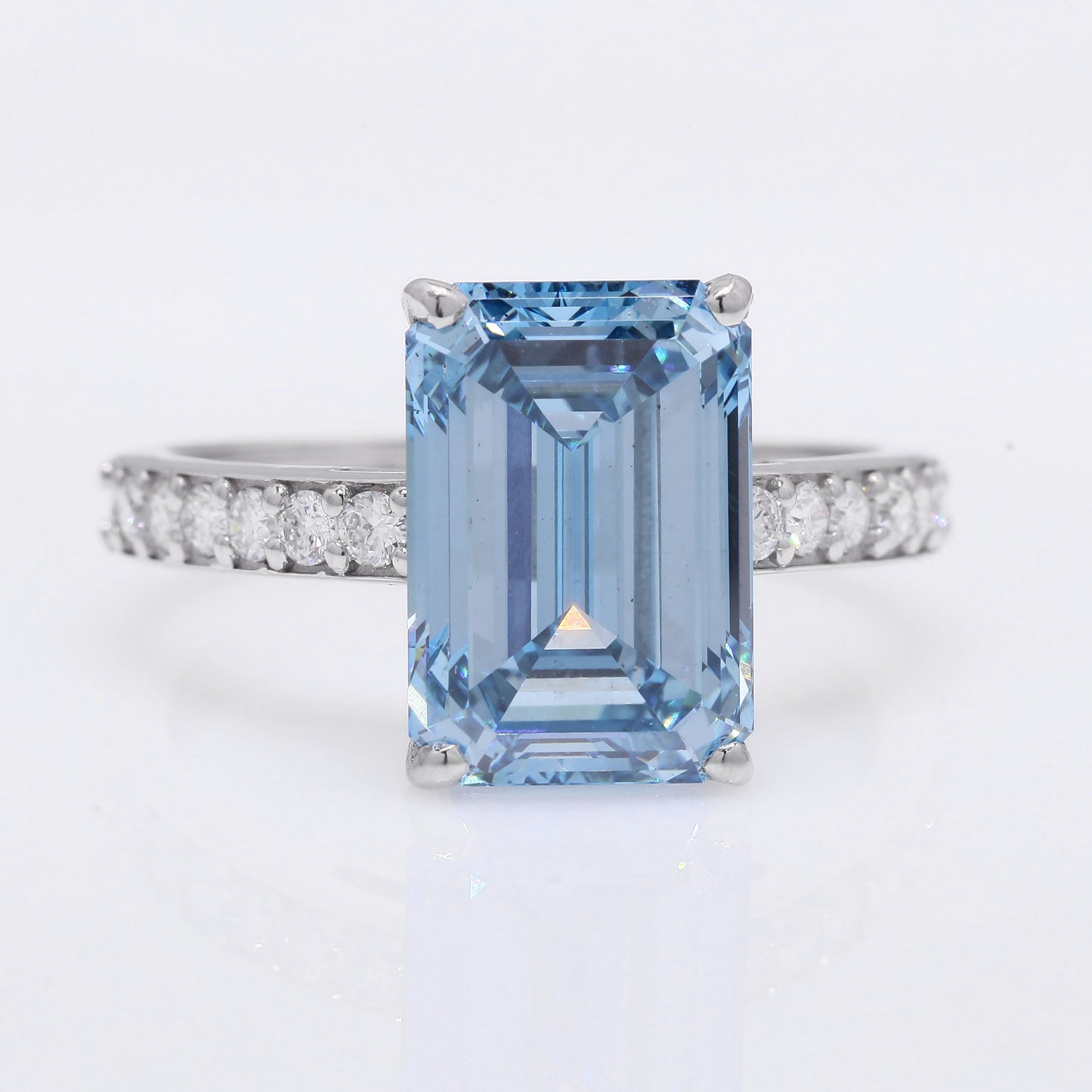 5.14 Ct Emerald Cut Lab Grown Diamond 950 Platinum Ring
