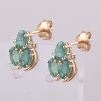 1.58 Ct Oval Natural Emerald 14K Gold Earrings