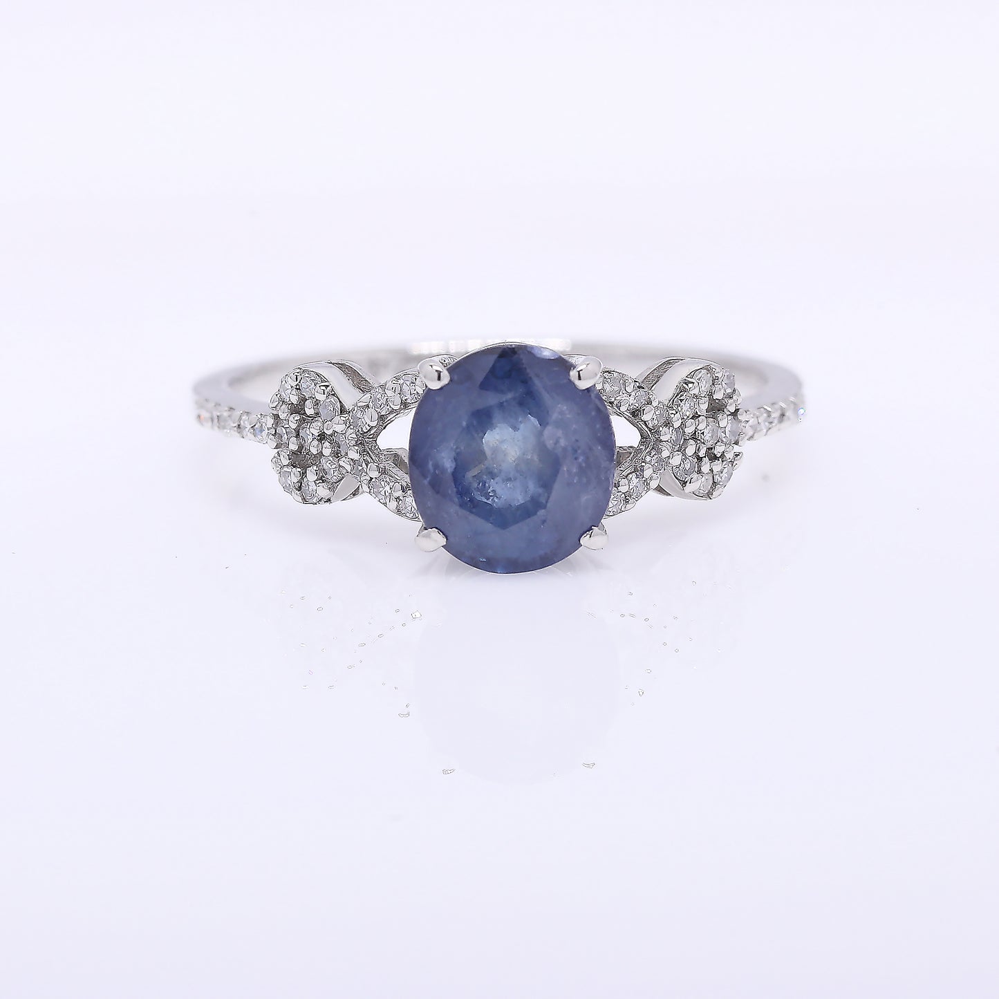 2.02 Ct Oval Mixed Cut Natural Sapphire 950 Platinum Ring
