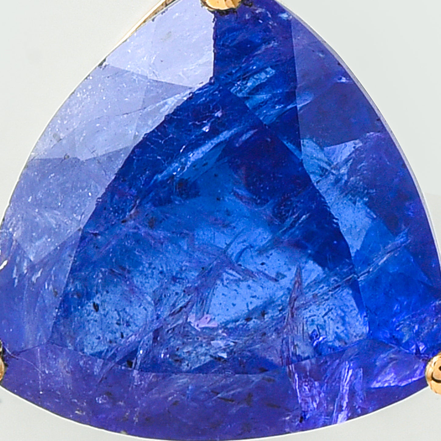 6.34 Ct Triangle Mixed Cut Natural Tanzanite 14K Gold Pendant