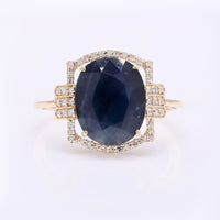 5.04 Ct Oval Mixed Cut Natural Sapphire 14K Gold Ring