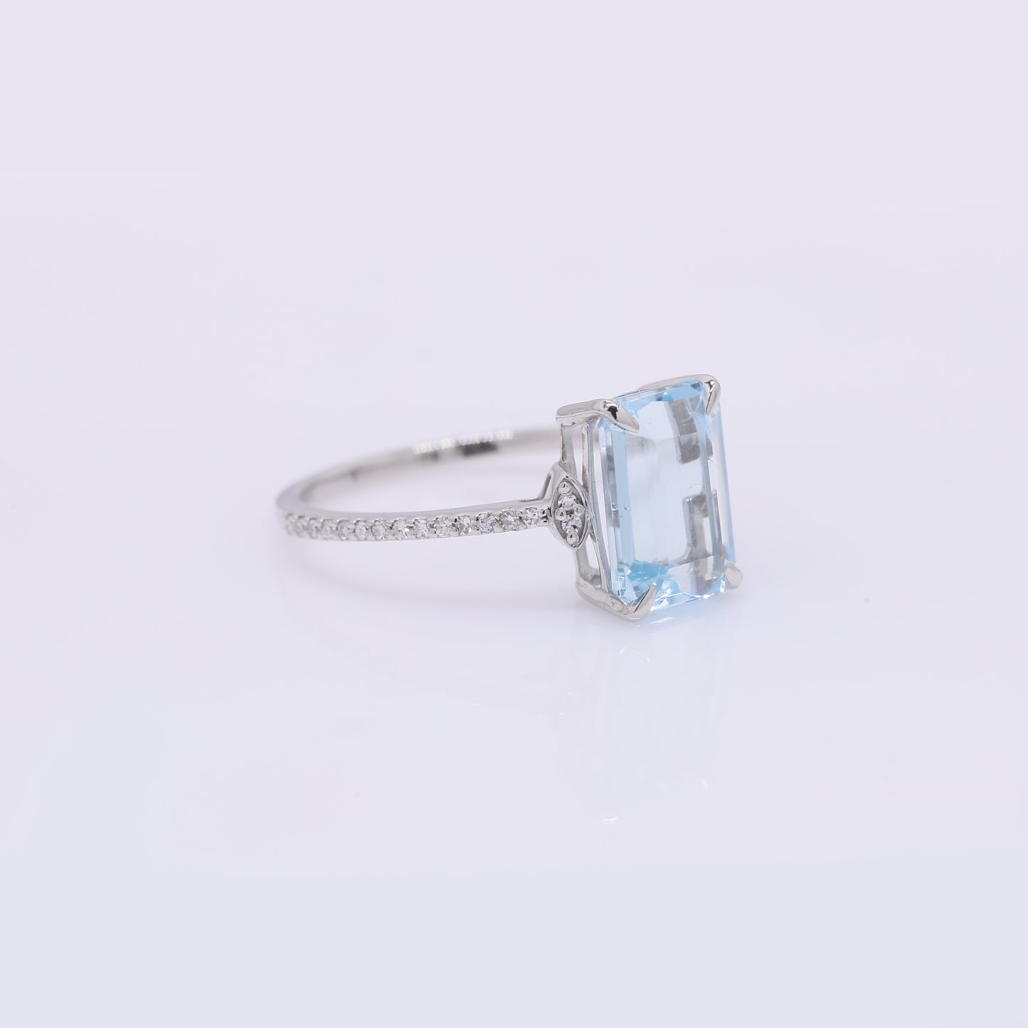 2.56 Ct Octagon Step Cut Natural Aquamarine 950 Platinum Ring