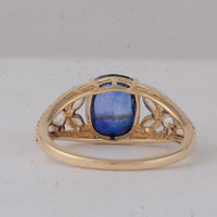 3.70 Ct Cushion Sapphire 9K Gold Ring