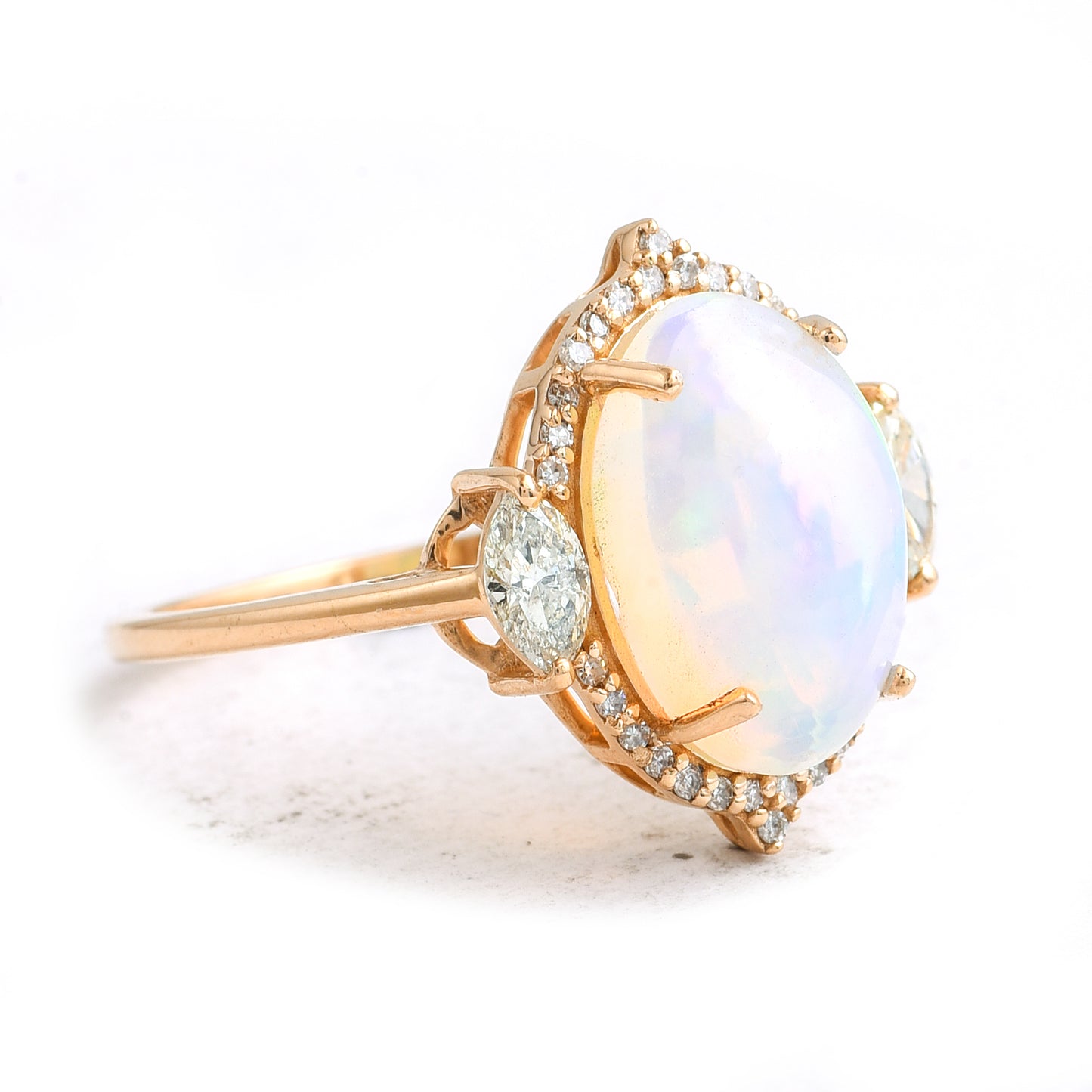 2.05 Ct Oval Cabochon Cut Natural Opal 14K Gold Ring
