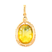 7.24 Ct Oval Mixed Cut Natural Yellow Sapphire 14K Gold Pendant