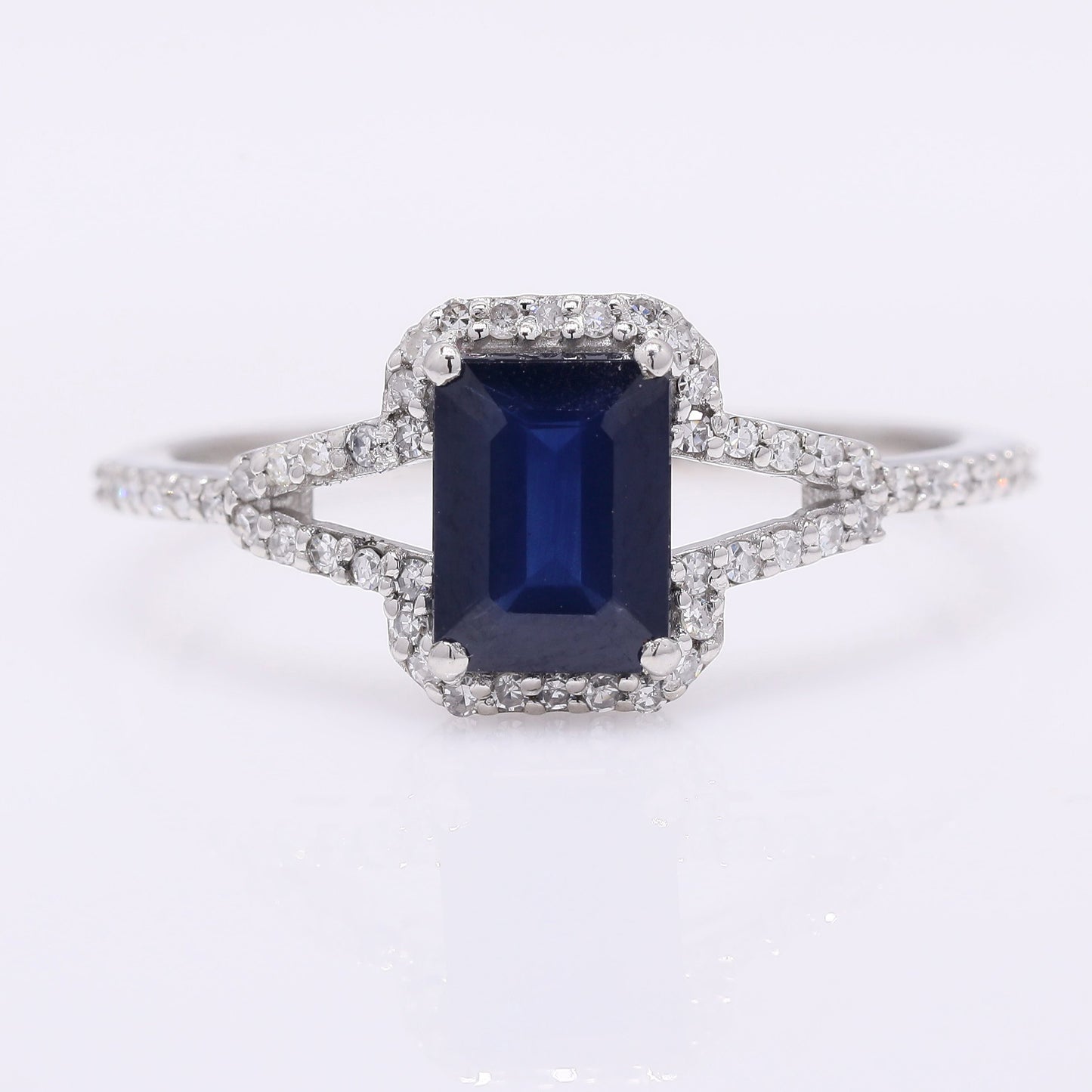 1.24 Ct Octagon Step Cut Natural Sapphire 950 Platinum Ring