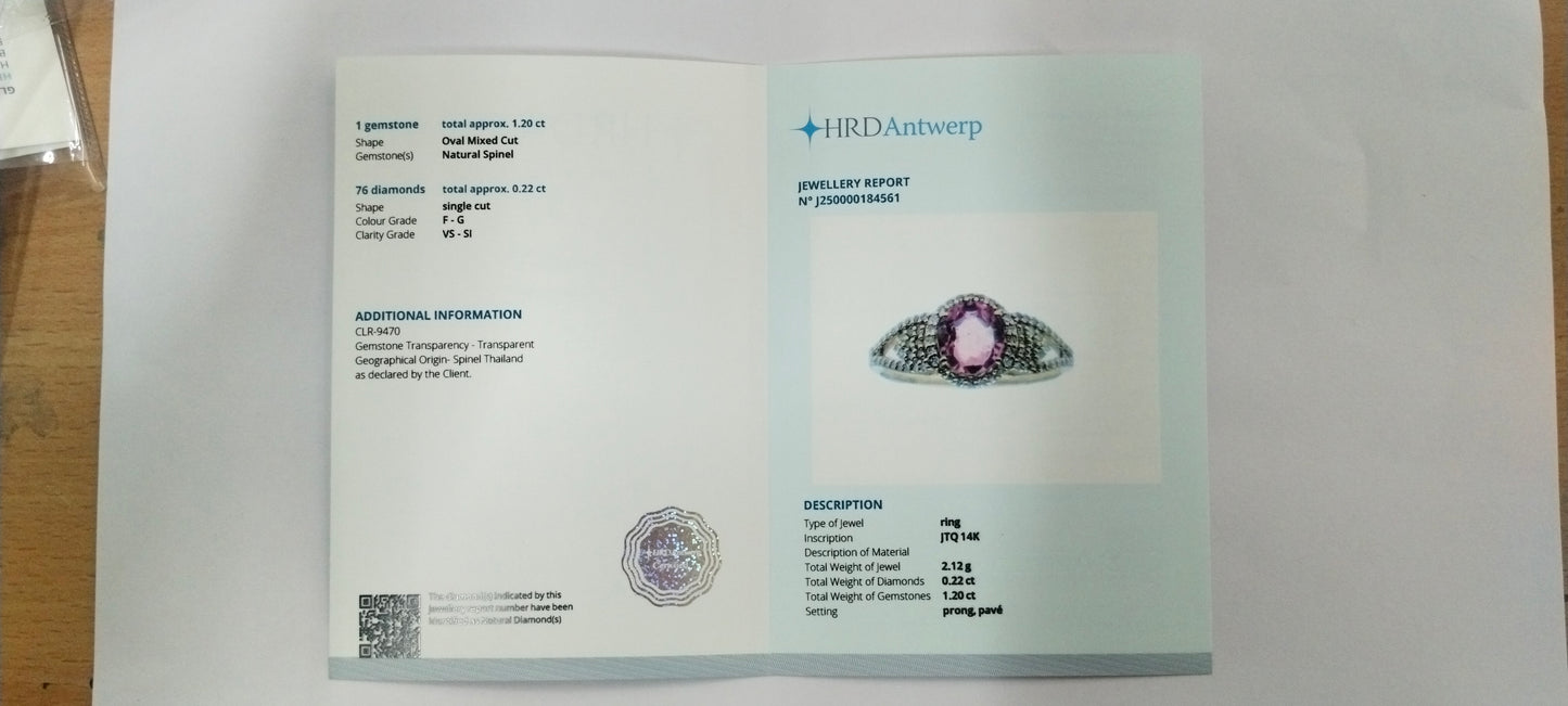 1.42 Ct Oval Mixed Cut Natural Spinel 14K Gold Ring
