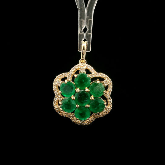 2.89 Ct Round Emerald 14K Gold Pendant