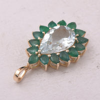 5.68 Ct Pear Aquamarine 9K Gold Pendant
