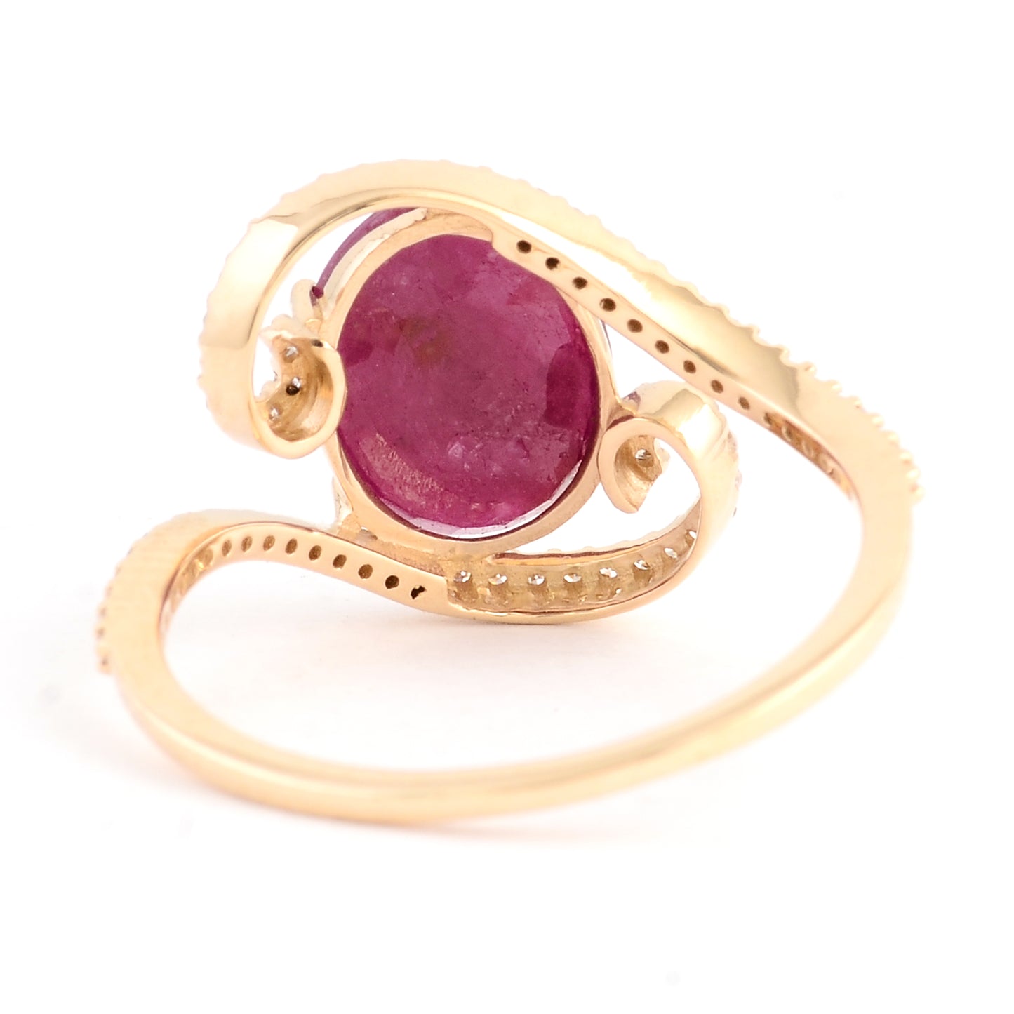 2.36 Ct Oval Mixed Cut Natural Corundum Ruby 14K Gold Ring