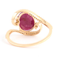 2.36 Ct Oval Mixed Cut Natural Corundum Ruby 14K Gold Ring