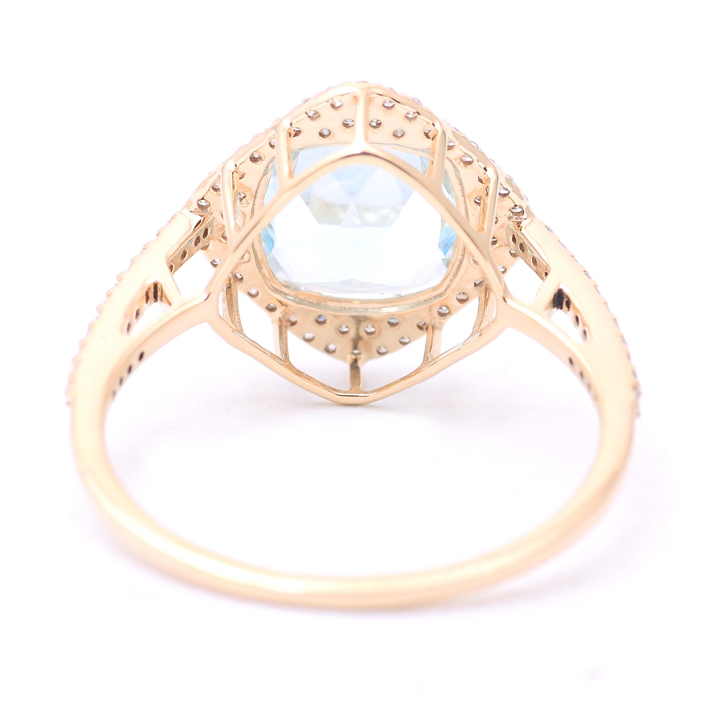 2.10 Ct Cushion Mixed Cut Natural Aquamarine 14K Gold Ring