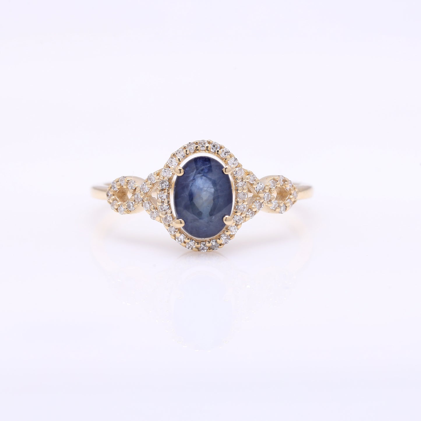 1.35 Ct Oval Mixed Cut Natural Sapphire 14K Gold Ring