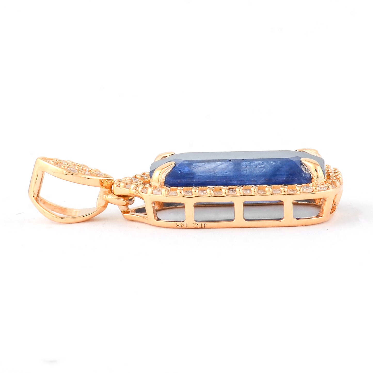3.58 Ct Octagon Step Cut Natural Sapphire 14K Gold Pendant