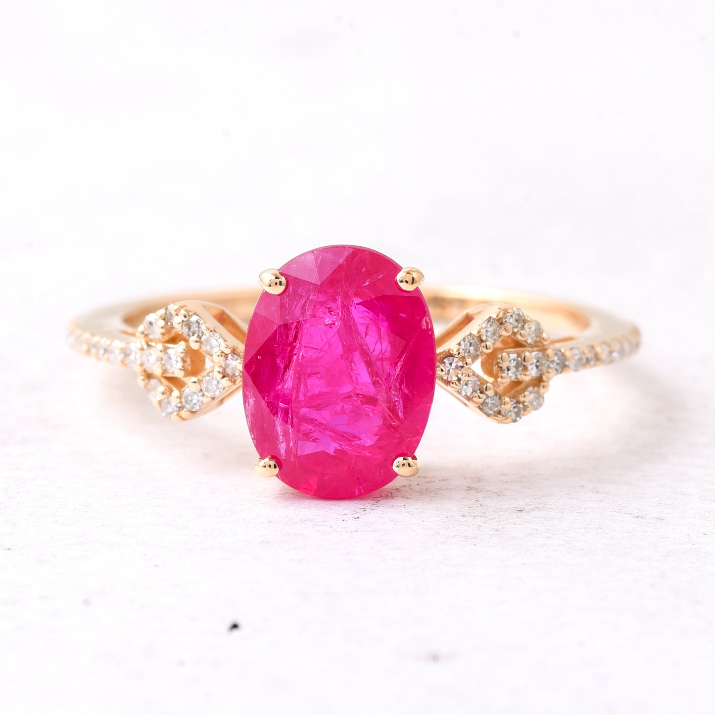 2.47 Ct Oval Mixed Cut Natural Ruby 14K Gold Ring