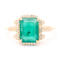 3.07 Ct Octagon Natural Emerald 14K Gold Ring