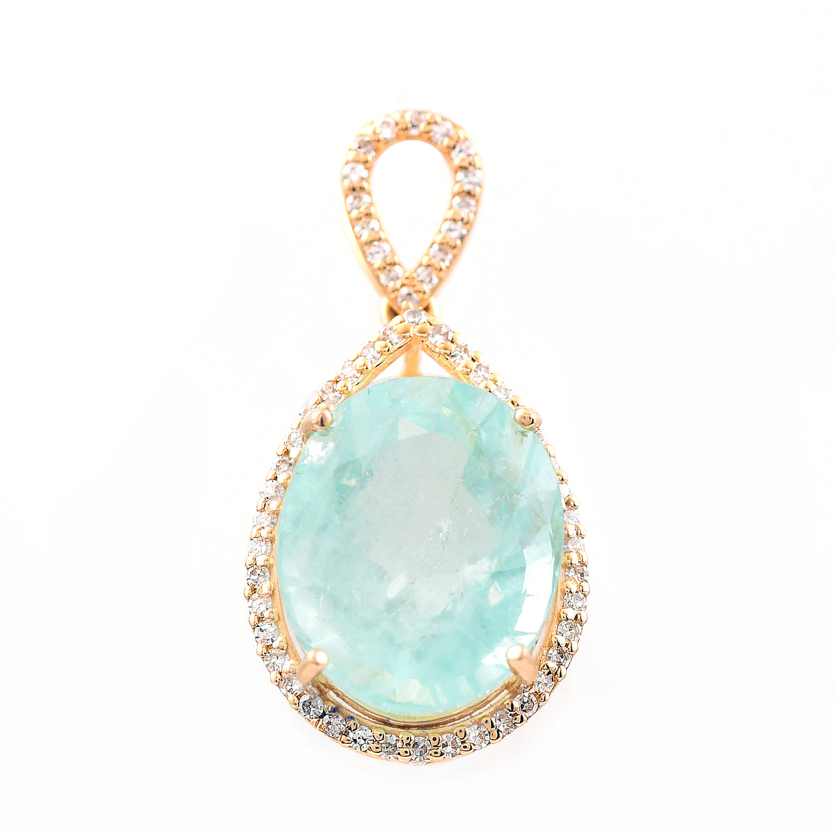 6.04 Ct Oval Mixed Cut Natural Beryl 14K Gold Pendant