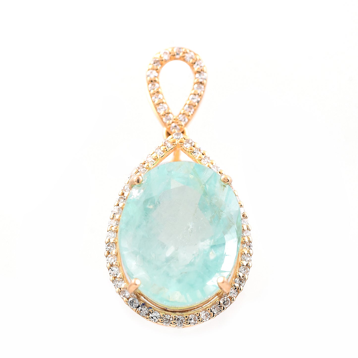 6.04 Ct Oval Mixed Cut Natural Beryl 14K Gold Pendant