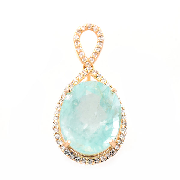 6.04 Ct Oval Mixed Cut Natural Beryl 14K Gold Pendant