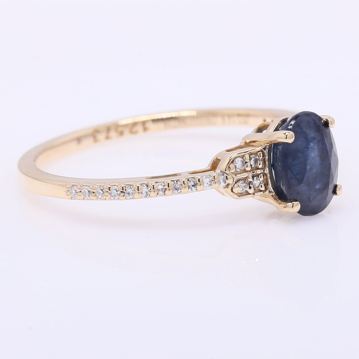 1.29 Ct Oval Mixed Cut Natural Sapphire 14K Gold Ring