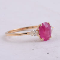 2.03 Ct Oval Natural Ruby 14K Gold Ring