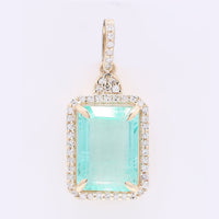 2.92 Ct Octagon Step Cut Natural Emerald 14K Gold Pendant