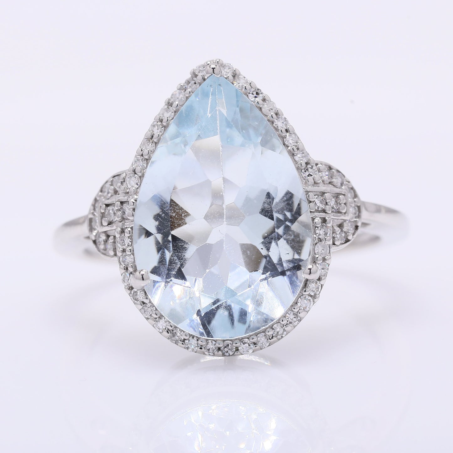 4.61 Ct Pear Mixed Cut Natural Aquamarine 950 Platinum Ring