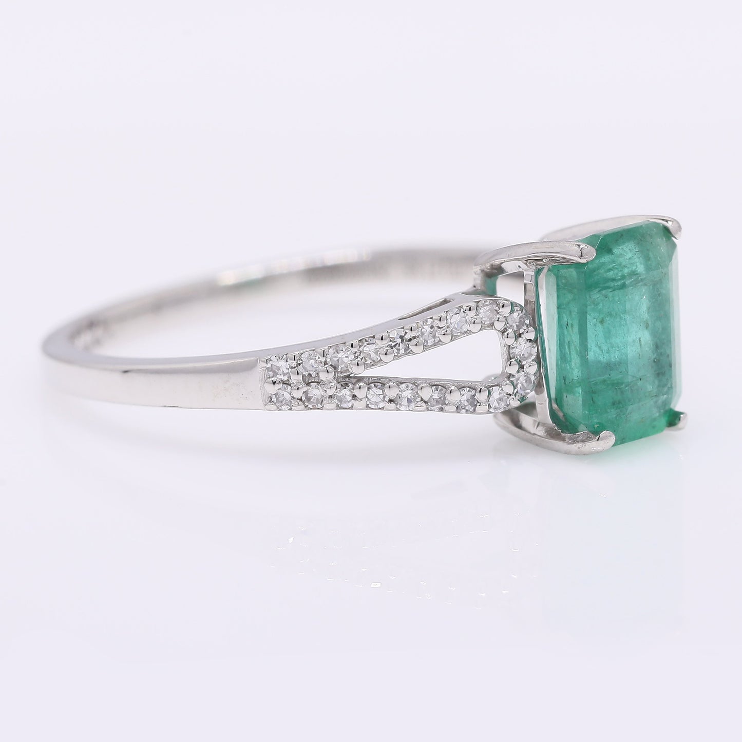 1.32 Ct Octagon Step Cut Natural Emerald 950 Platinum Ring