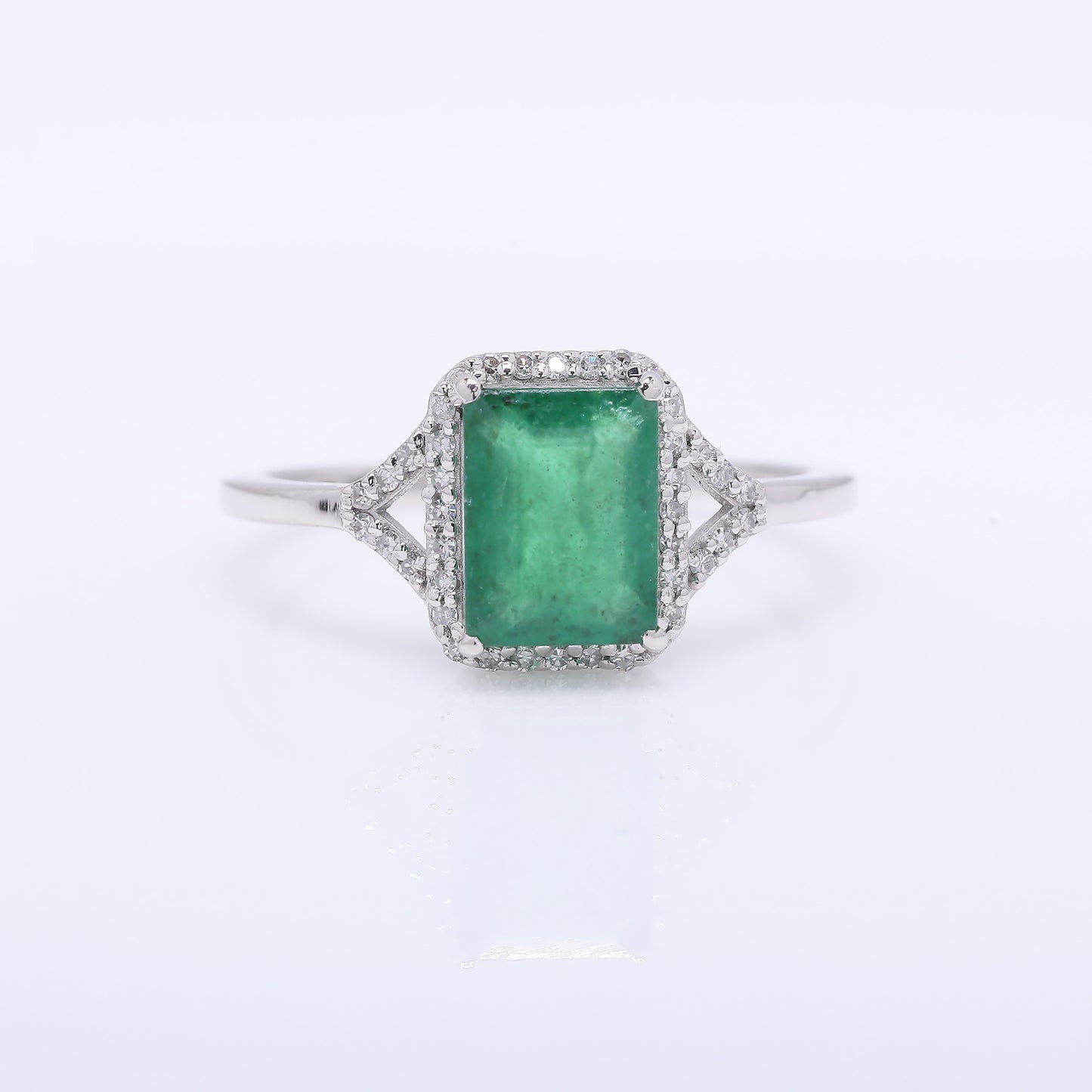 1.77 Ct Octagon Step Cut Natural Emerald 950 Platinum Ring