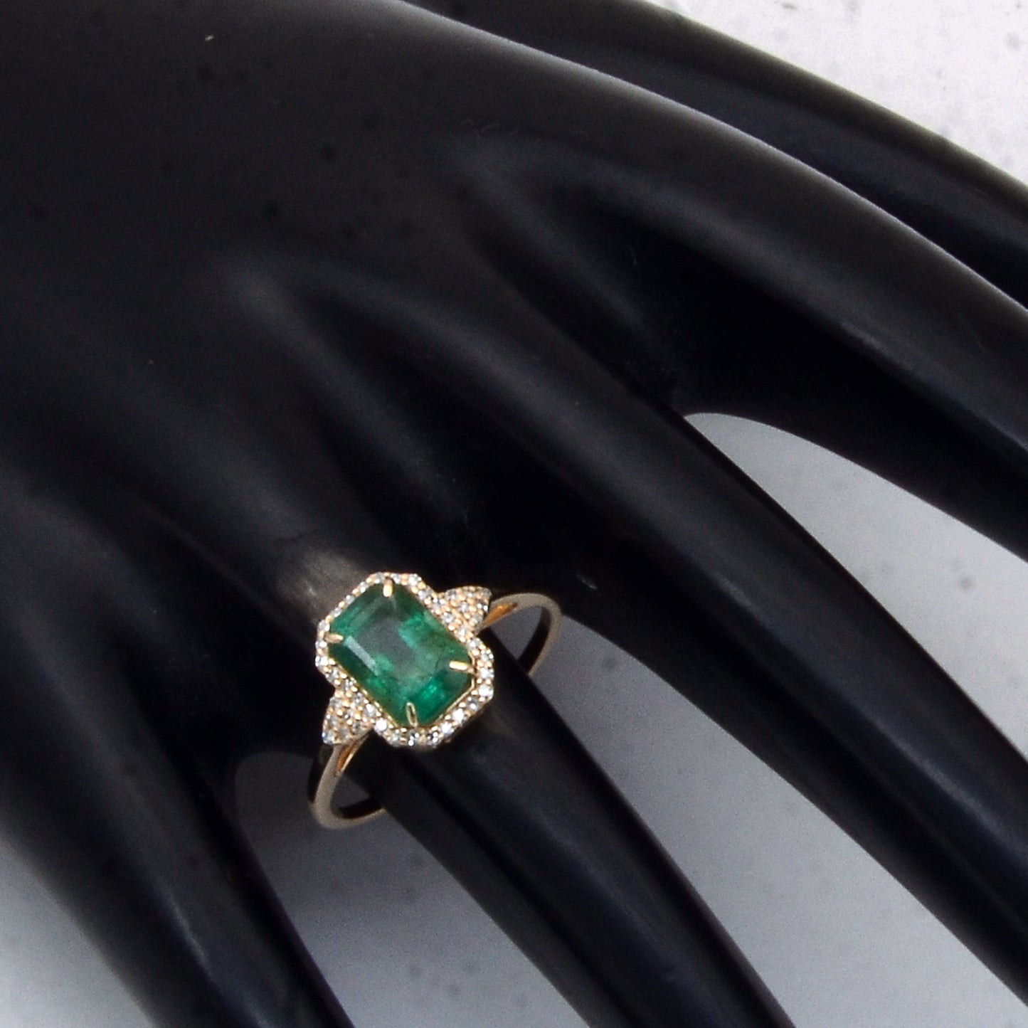 1.71 Ct Octagon Step Cut Natural Emerald 14K Gold Ring