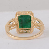 3.87 Ct Octagon Emerald 9K Gold Ring