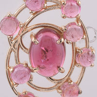 2.60 Ct Oval Cabochon Cut, Round Cabochon Cut Natural Pink Tourmaline 14K Gold Pendant