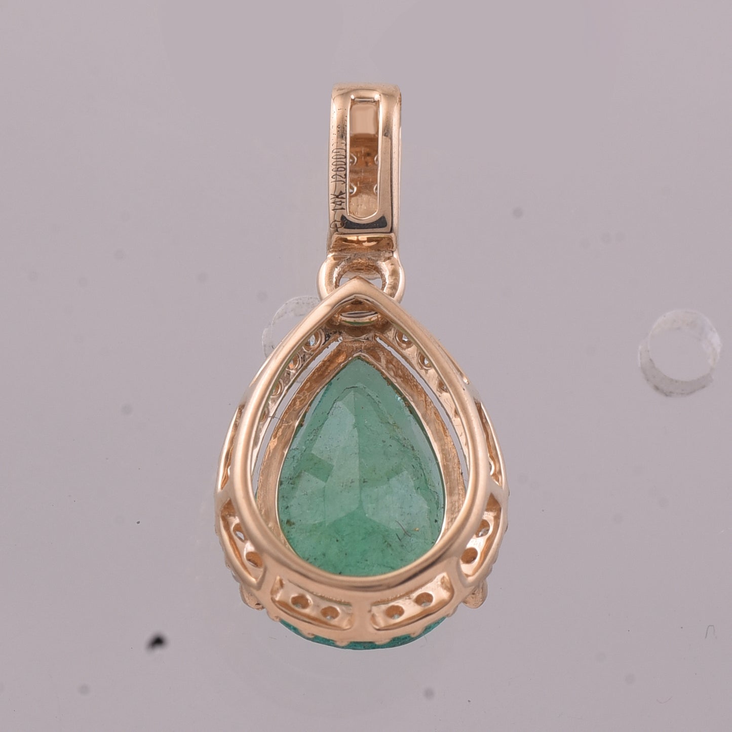 1.72 Ct Pear Mixed Cut Natural Emerald 14K Gold Pendant