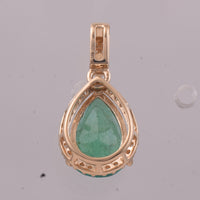 1.72 Ct Pear Mixed Cut Natural Emerald 14K Gold Pendant