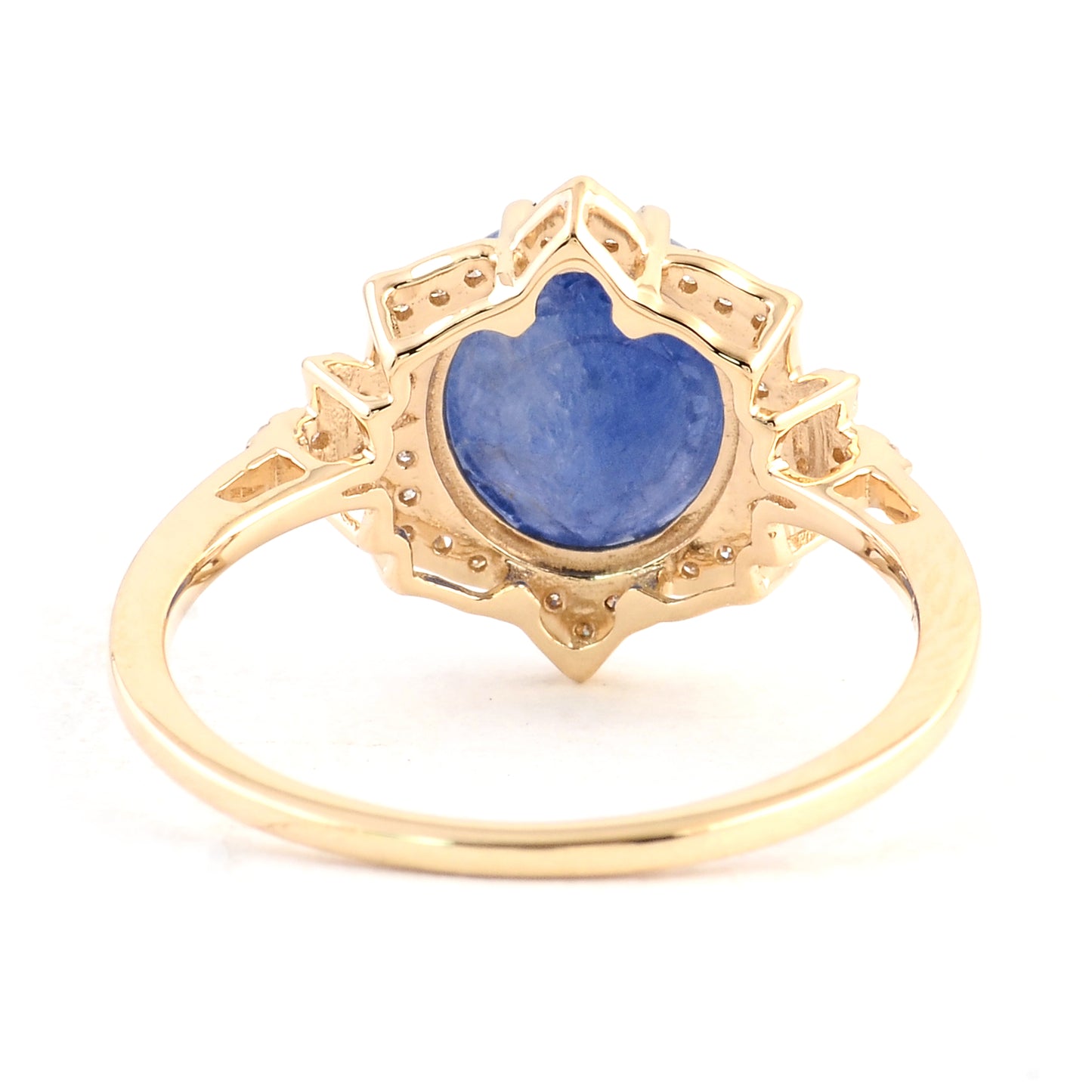 3.47 Ct Oval Cabochon Natural Corunum Sapphire 14K Gold Ring