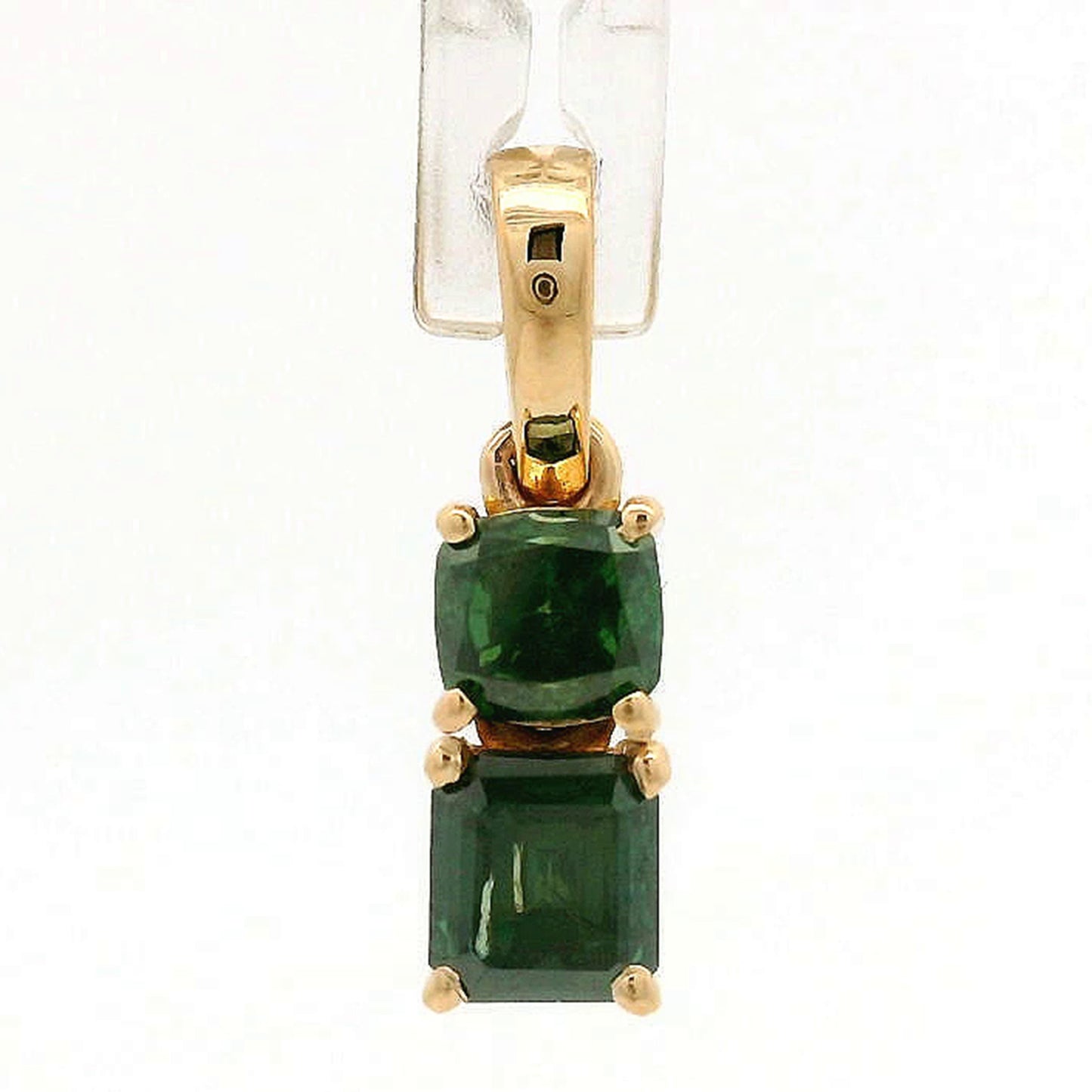 0.64 Ct Cushion Green Diamond 14K Gold Pendant