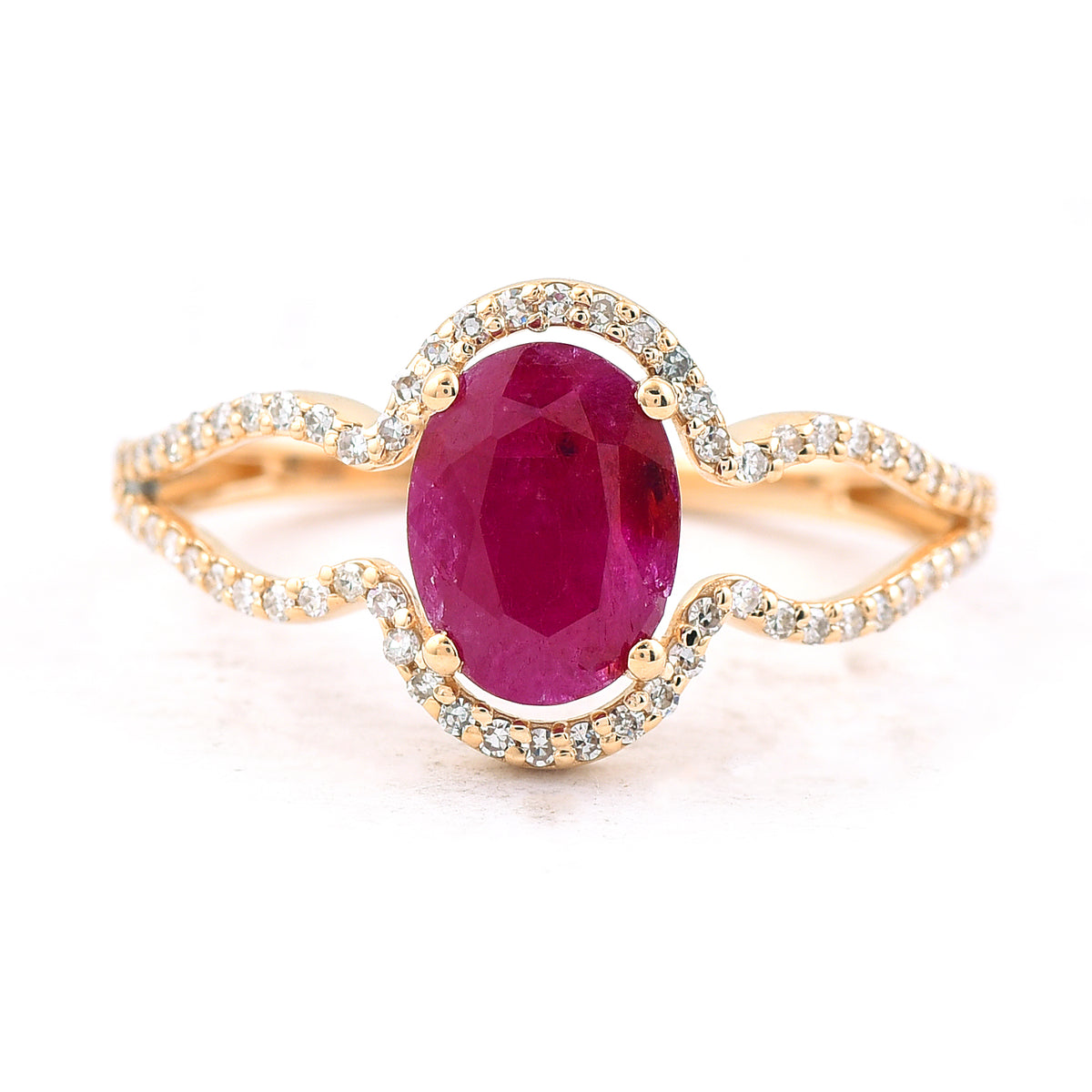 1.46 Ct Oval Mixed Cut Natural Ruby 14K Gold Ring